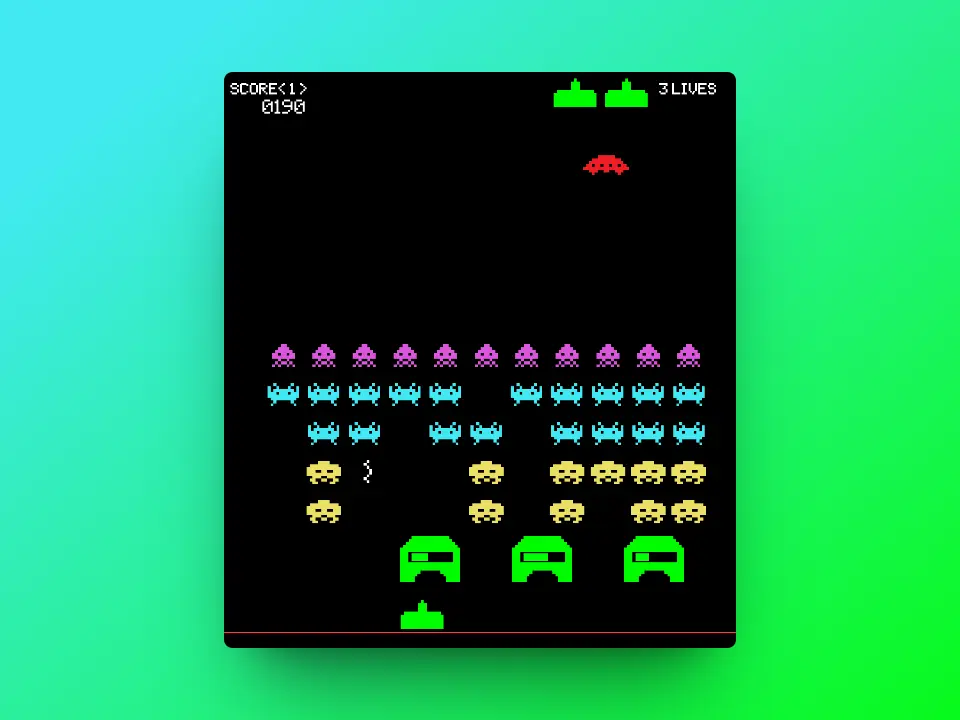 An in game screenshot of the Space Invaders game.